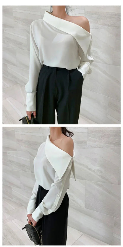 Chic Off-Shoulder Korean Blouse.