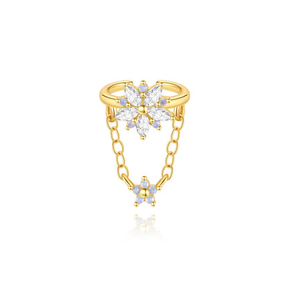 ROXI 925 Sterling Silver Double-Layer Zircon Clip Earring – Elegant No-Piercing Cuff for Women.