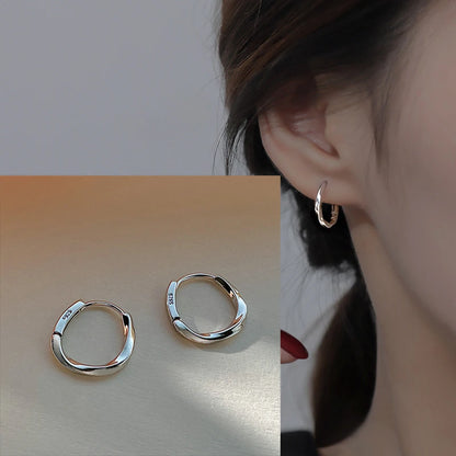 925 Sterling Silver Chunky Hoop Earrings – Geometric Trendy Jewelry for Women.