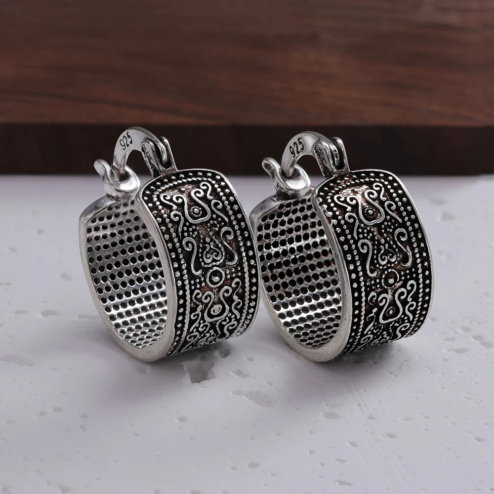 925 Sterling Silver Chunky Hoop Earrings – Geometric Trendy Jewelry for Women.