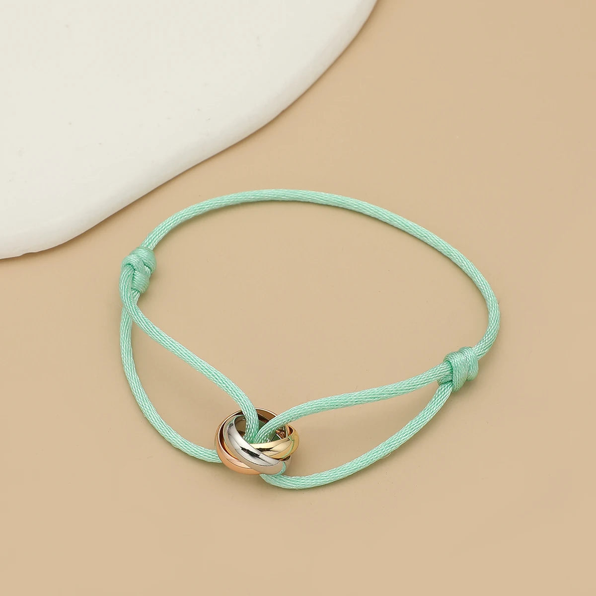 “Balance Trio™” Adjustable Rope Bracelet – Minimalist Unisex Stainless Steel Design.