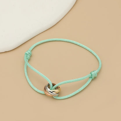 “Balance Trio™” Adjustable Rope Bracelet – Minimalist Unisex Stainless Steel Design.