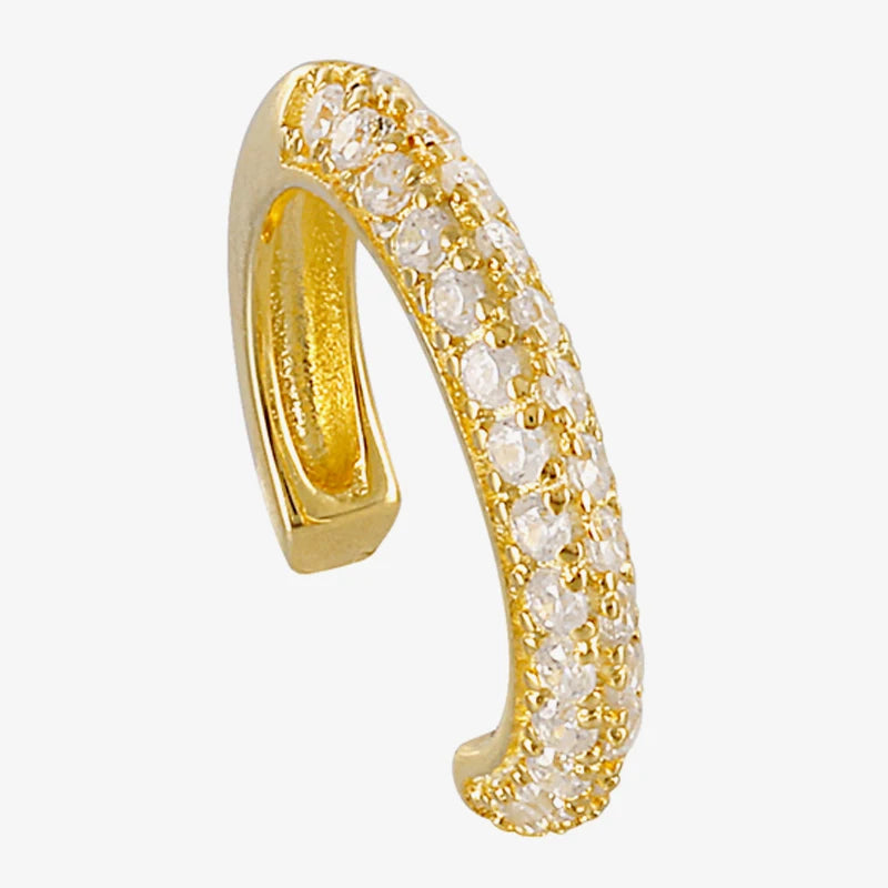 ROXI 925 Sterling Silver Double-Layer Zircon Clip Earring – Elegant No-Piercing Cuff for Women.