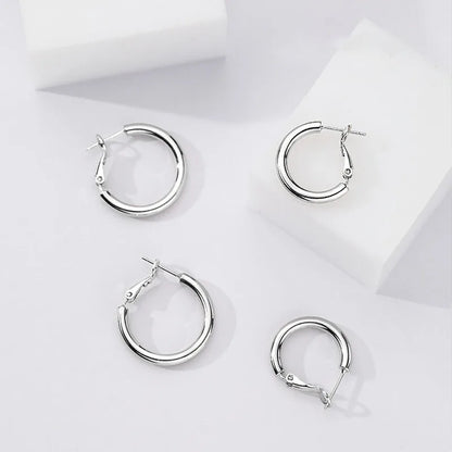 925 Sterling Silver Chunky Hoop Earrings – Geometric Trendy Jewelry for Women.