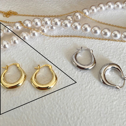 925 Sterling Silver Chunky Hoop Earrings – Geometric Trendy Jewelry for Women.