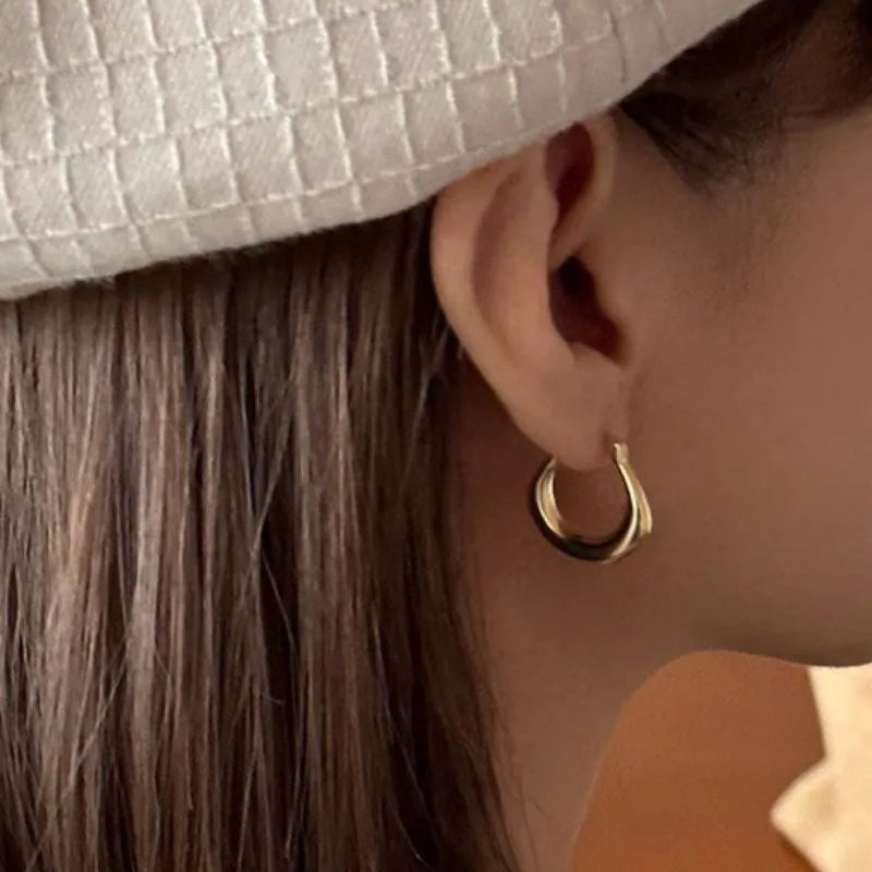 925 Sterling Silver Chunky Hoop Earrings – Geometric Trendy Jewelry for Women.