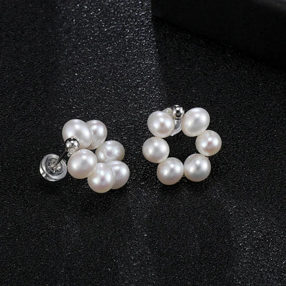 925 Sterling Silver Mini Pearl Stud Earrings – Elegant Natural White Pearls.