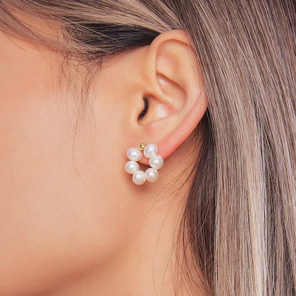 925 Sterling Silver Mini Pearl Stud Earrings – Elegant Natural White Pearls.