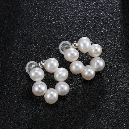 925 Sterling Silver Mini Pearl Stud Earrings – Elegant Natural White Pearls.