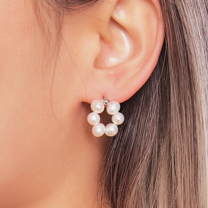 925 Sterling Silver Mini Pearl Stud Earrings – Elegant Natural White Pearls.