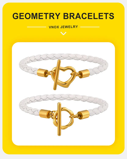 Braided Leather & Gold Cuff Bracelet – Chic Women’s Casual Jewelry.