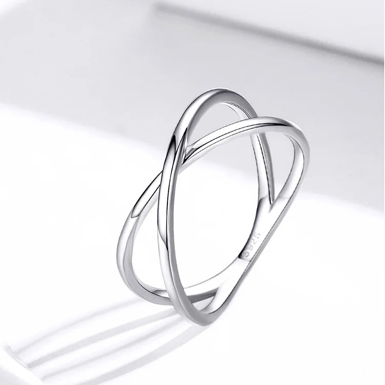 14K Gold X Ring – Minimalist Sterling Silver Promise Band.