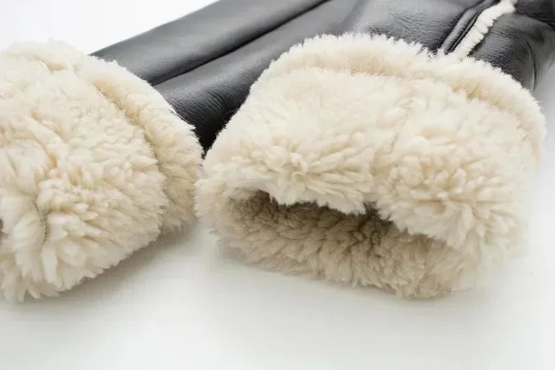 Cropped Leather & Wool Jacket – Stylish Bomber Tweed Coat.