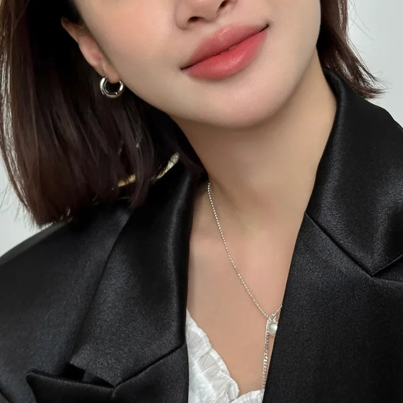 925 Sterling Silver Chunky Hoop Earrings – Geometric Trendy Jewelry for Women.