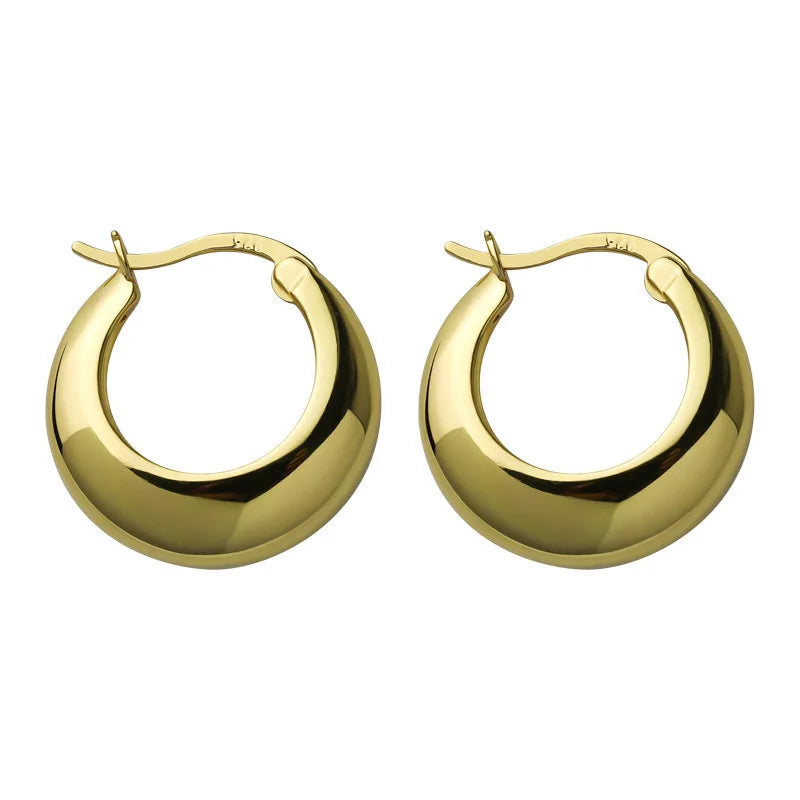 925 Sterling Silver Chunky Hoop Earrings – Geometric Trendy Jewelry for Women.