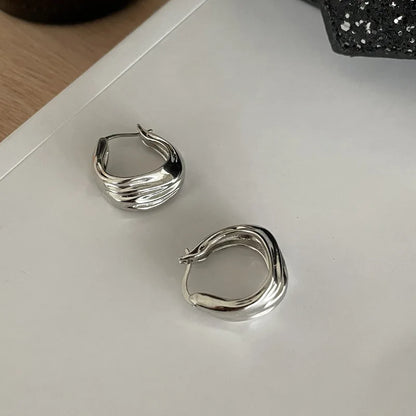 925 Sterling Silver Chunky Hoop Earrings – Geometric Trendy Jewelry for Women.