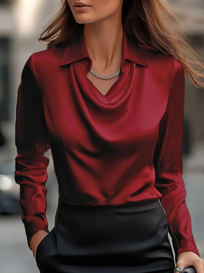 Silky Satin Women’s Blouse – Elegant Office & Casual Wear.