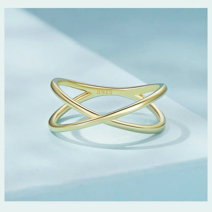 14K Gold X Ring – Minimalist Sterling Silver Promise Band.