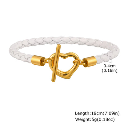 Braided Leather & Gold Cuff Bracelet – Chic Women’s Casual Jewelry.
