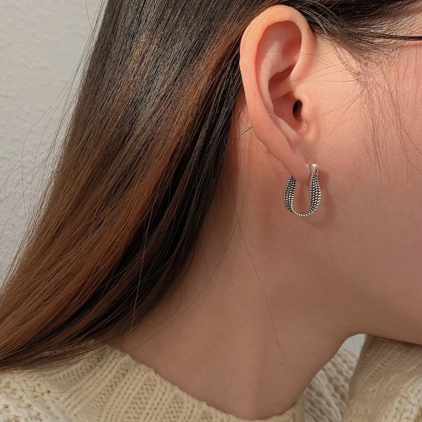 925 Sterling Silver Chunky Hoop Earrings – Geometric Trendy Jewelry for Women.