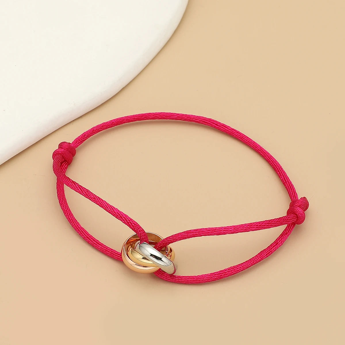 “Balance Trio™” Adjustable Rope Bracelet – Minimalist Unisex Stainless Steel Design.