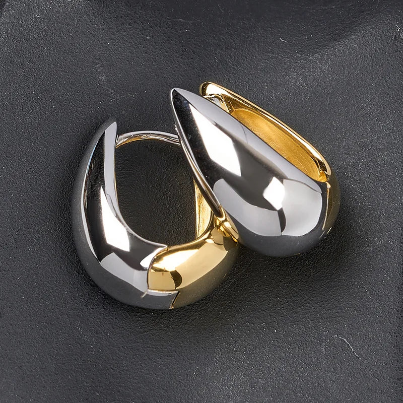 925 Sterling Silver Chunky Hoop Earrings – Geometric Trendy Jewelry for Women.