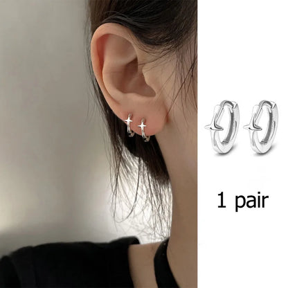 925 Sterling Silver Chunky Hoop Earrings – Geometric Trendy Jewelry for Women.