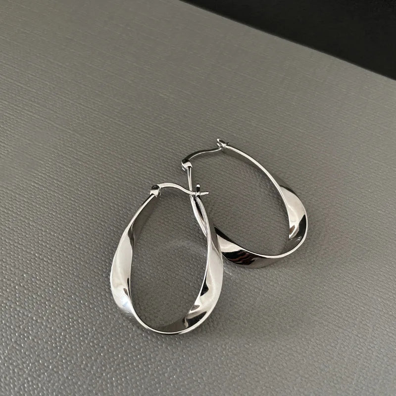 925 Sterling Silver Chunky Hoop Earrings – Geometric Trendy Jewelry for Women.