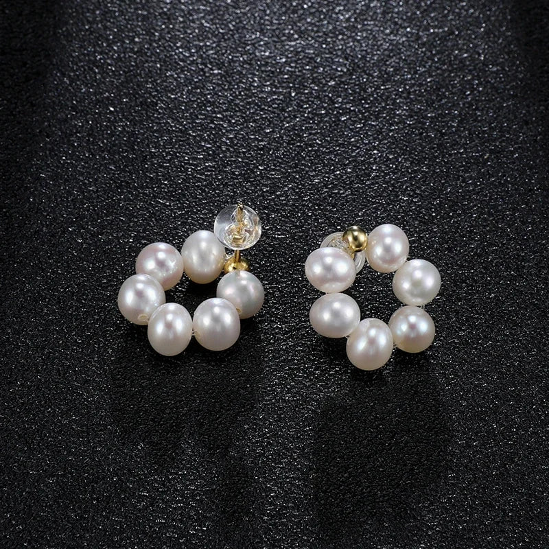 925 Sterling Silver Mini Pearl Stud Earrings – Elegant Natural White Pearls.