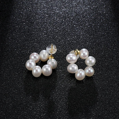 925 Sterling Silver Mini Pearl Stud Earrings – Elegant Natural White Pearls.