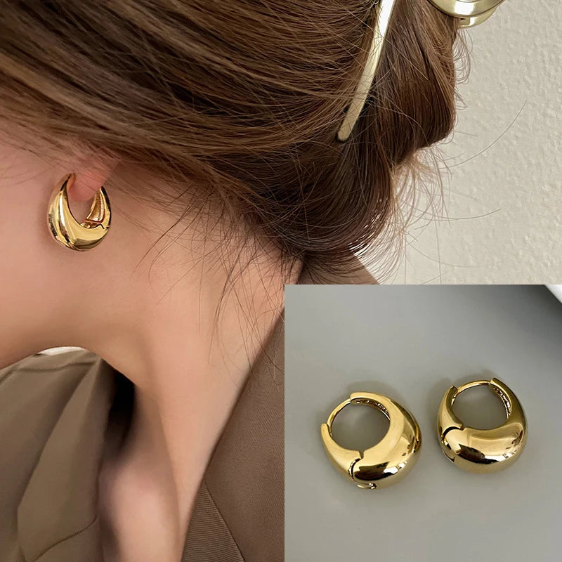 925 Sterling Silver Chunky Hoop Earrings – Geometric Trendy Jewelry for Women.