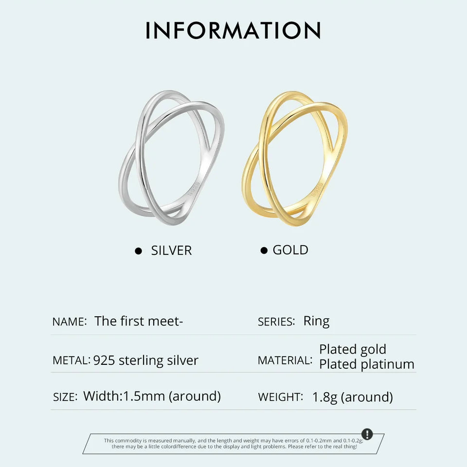 14K Gold X Ring – Minimalist Sterling Silver Promise Band.