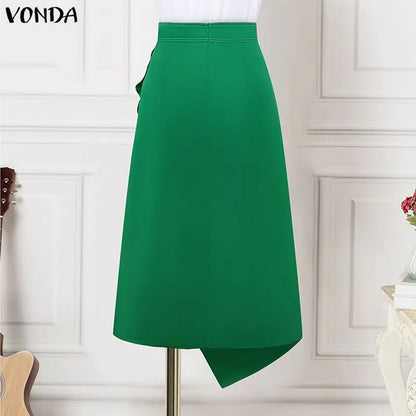 Plus Size High Waist Satin Skirt – Elegant Pleated Design.