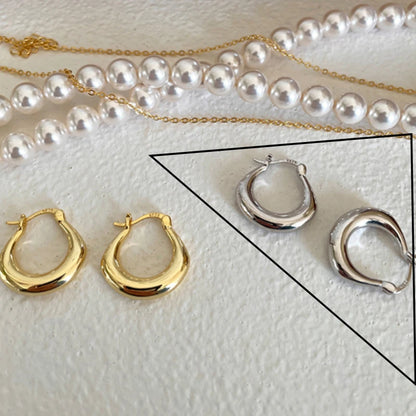 925 Sterling Silver Chunky Hoop Earrings – Geometric Trendy Jewelry for Women.