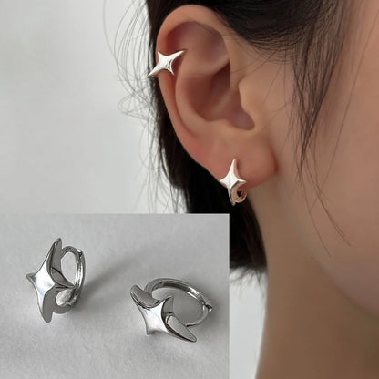 925 Sterling Silver Chunky Hoop Earrings – Geometric Trendy Jewelry for Women.