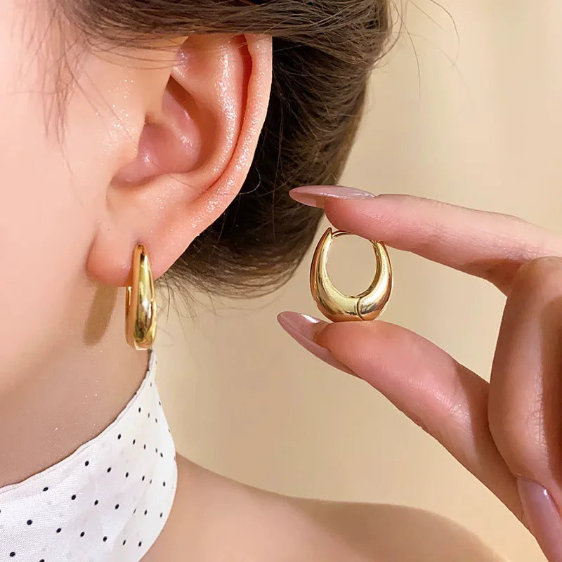 925 Sterling Silver Chunky Hoop Earrings – Geometric Trendy Jewelry for Women.