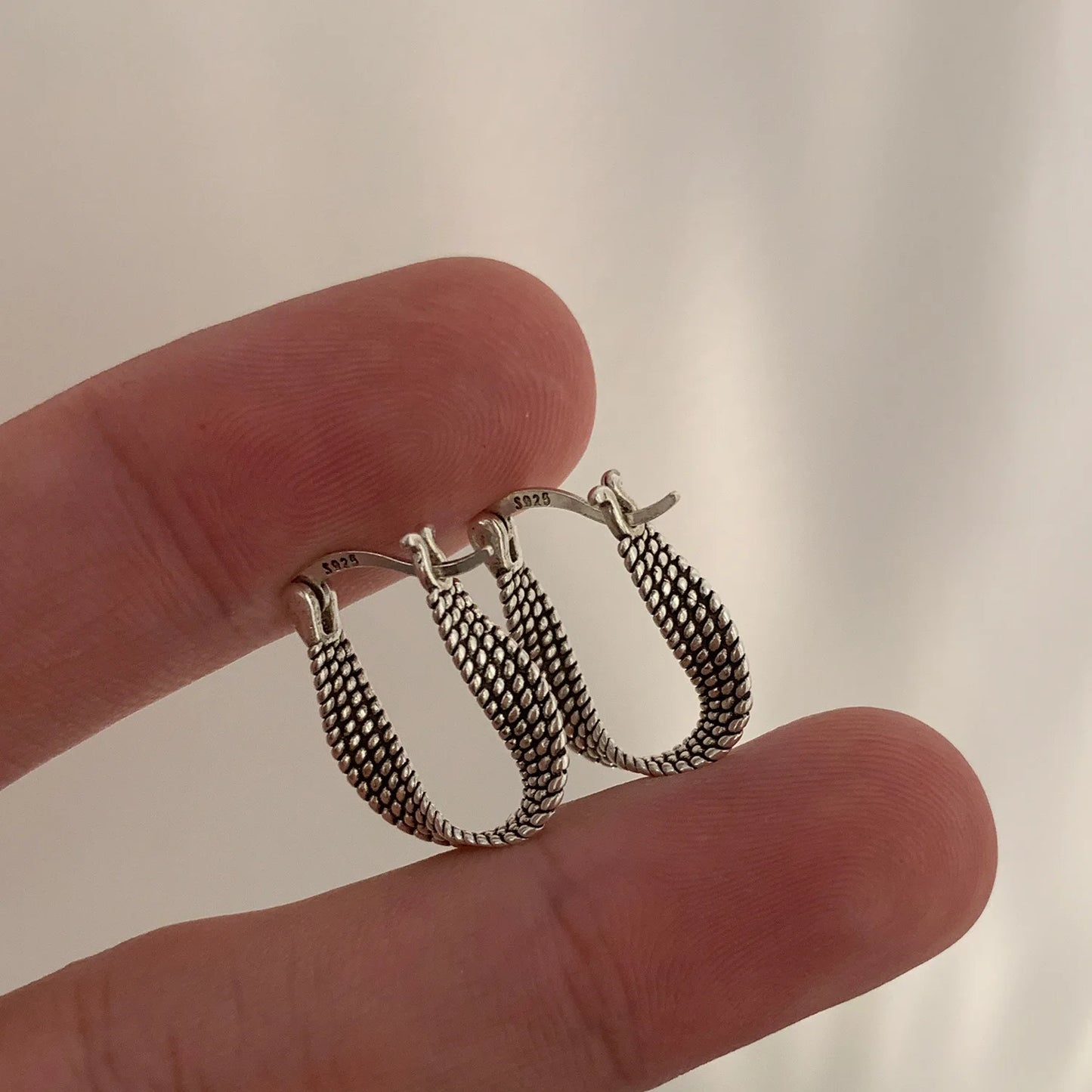 925 Sterling Silver Chunky Hoop Earrings – Geometric Trendy Jewelry for Women.