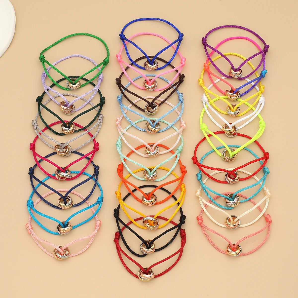 “Balance Trio™” Adjustable Rope Bracelet – Minimalist Unisex Stainless Steel Design.