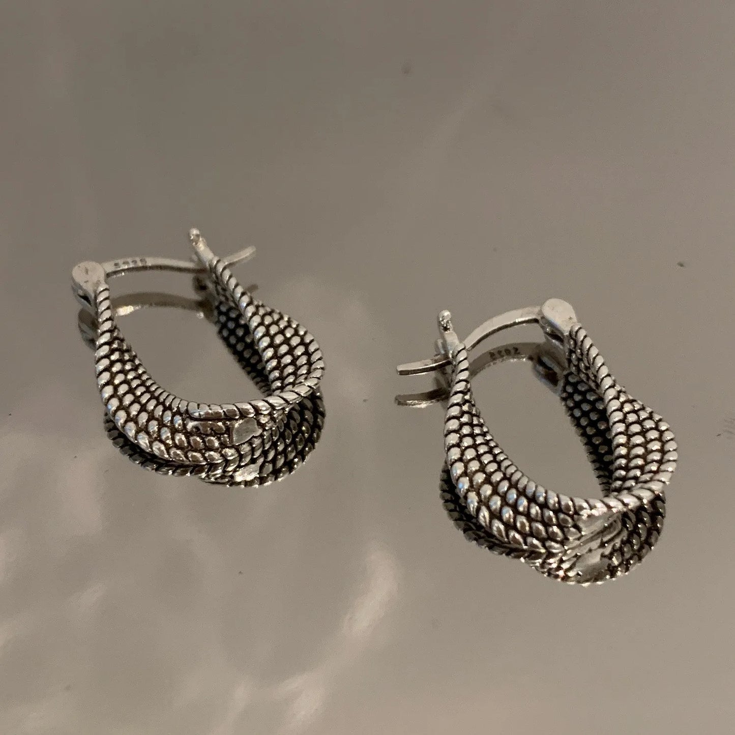 925 Sterling Silver Chunky Hoop Earrings – Geometric Trendy Jewelry for Women.