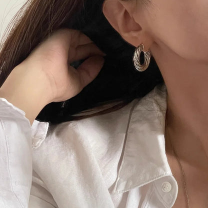 925 Sterling Silver Chunky Hoop Earrings – Geometric Trendy Jewelry for Women.