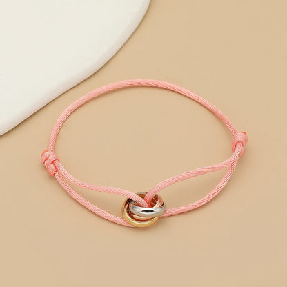 “Balance Trio™” Adjustable Rope Bracelet – Minimalist Unisex Stainless Steel Design.