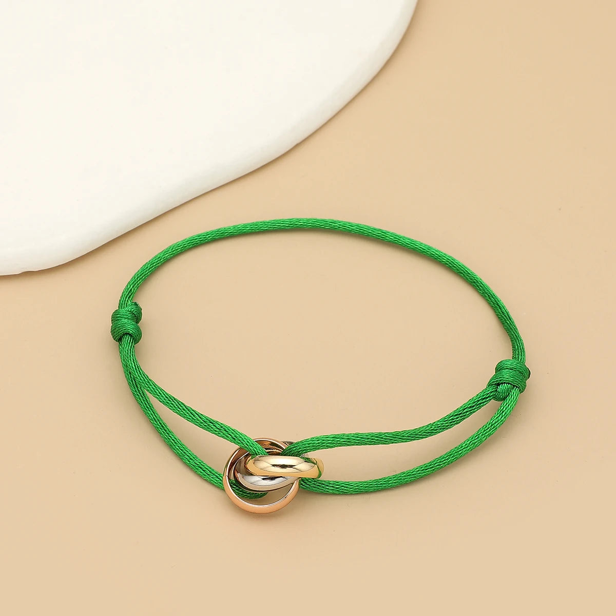 “Balance Trio™” Adjustable Rope Bracelet – Minimalist Unisex Stainless Steel Design.