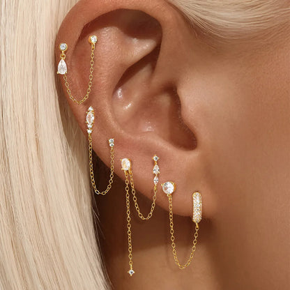 ROXI 925 Sterling Silver Double-Layer Zircon Clip Earring – Elegant No-Piercing Cuff for Women.