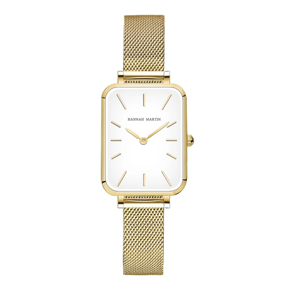 Elegant Luxury Rectangle Watch – Stainless Steel Women’s Quartz Timepiece.