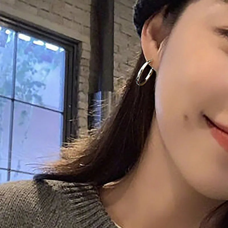 925 Sterling Silver Chunky Hoop Earrings – Geometric Trendy Jewelry for Women.