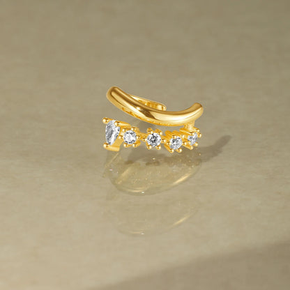 ROXI 925 Sterling Silver Double-Layer Zircon Clip Earring – Elegant No-Piercing Cuff for Women.