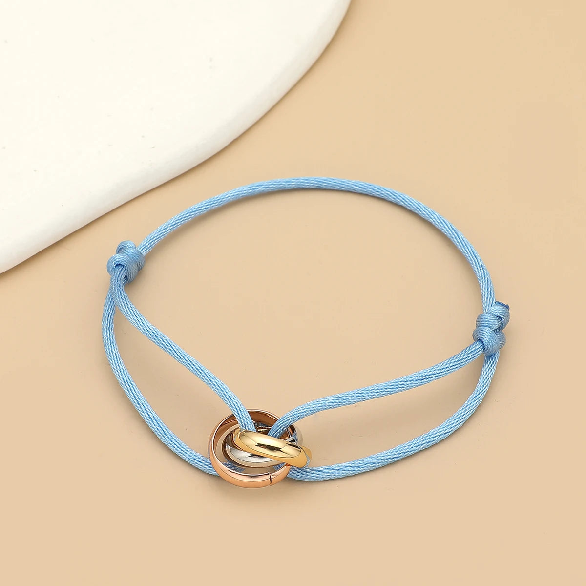 “Balance Trio™” Adjustable Rope Bracelet – Minimalist Unisex Stainless Steel Design.