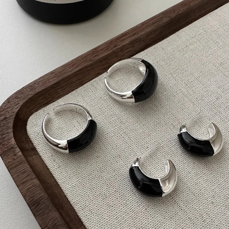 925 Sterling Silver Chunky Hoop Earrings – Geometric Trendy Jewelry for Women.