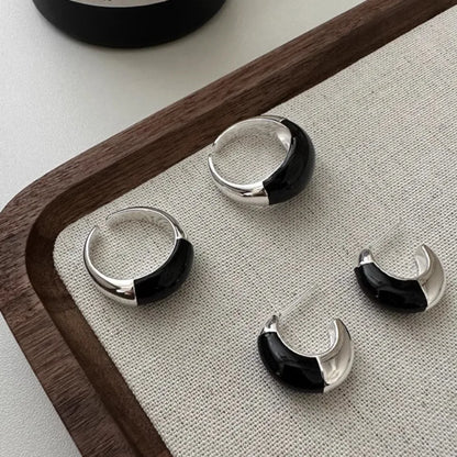 925 Sterling Silver Chunky Hoop Earrings – Geometric Trendy Jewelry for Women.