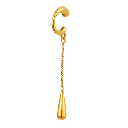 C-Shaped Teardrop Tassel Ear Cuff – No Piercing Clip Earrings for Women.
